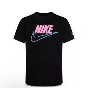 Nike Kids Black Tee with Pink and Blue Swoosh